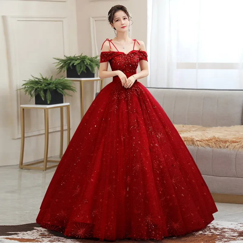 2024 Schulterfreie Quinceanera-Kleider, glänzendes, mit Perlen verziertes Ballkleid-Abschlussballkleid, rosafarbene Quinceanera-Kleider in Übergröße, individuell gestaltet