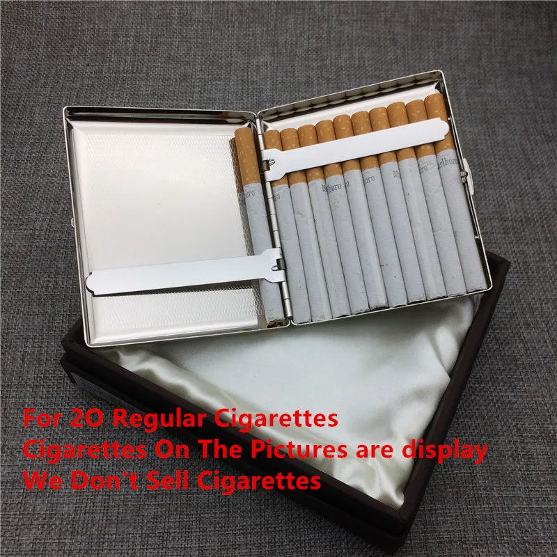 KC1-01 Super Quality Male 20 Metal Cigarette Case Stainless Steel Portable Cigarette Storage Box Bin Smoking Holders