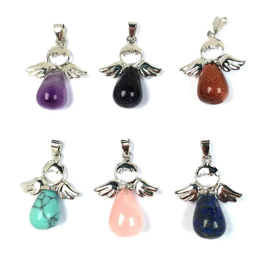 Natural Stones crystal Pendant Angel Pendants Water drop shape pendant for Jewelry Making DIY Necklaces Accessories