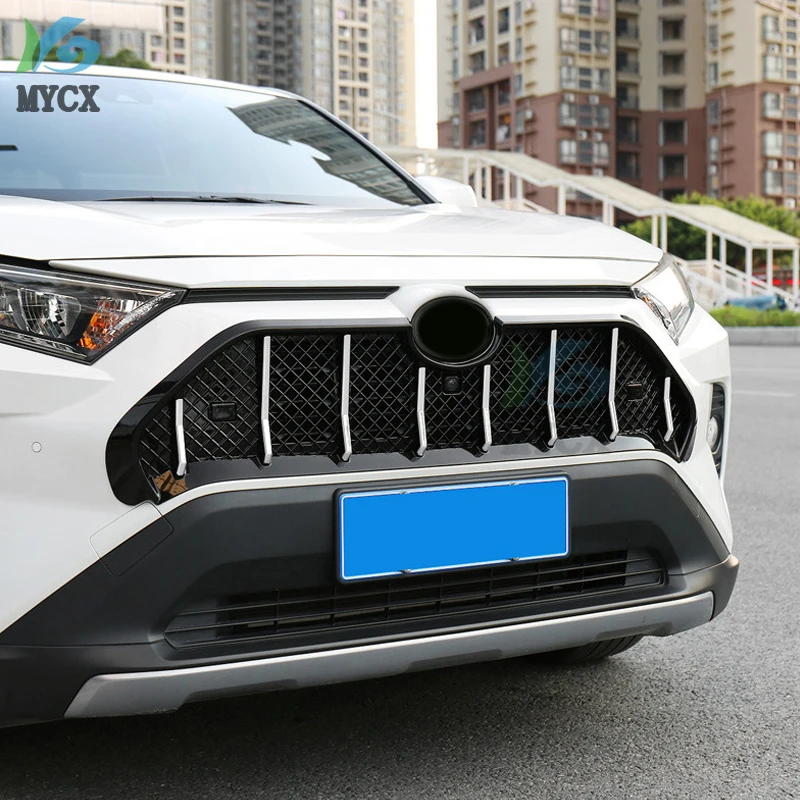 For Toyota RAV4 2019 2020 5th China Open Refitted Martha Black Knight Mesh Grille Front Decoration Accessories