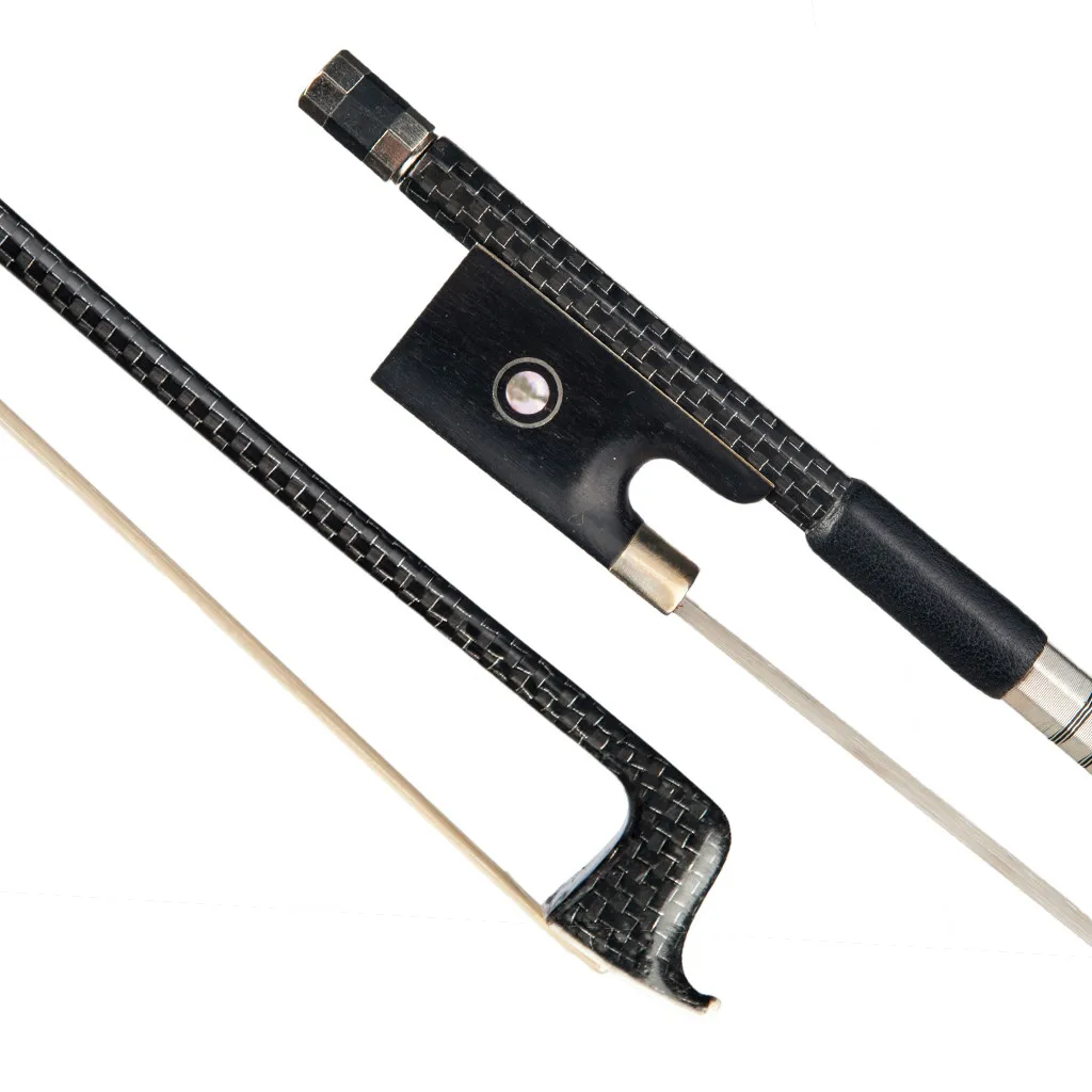 Master Silver Silk Braided Carbon Fiber Bow Ebony Frog W/ Paris Eye Inlay 4/4 Size Fiddle Bow