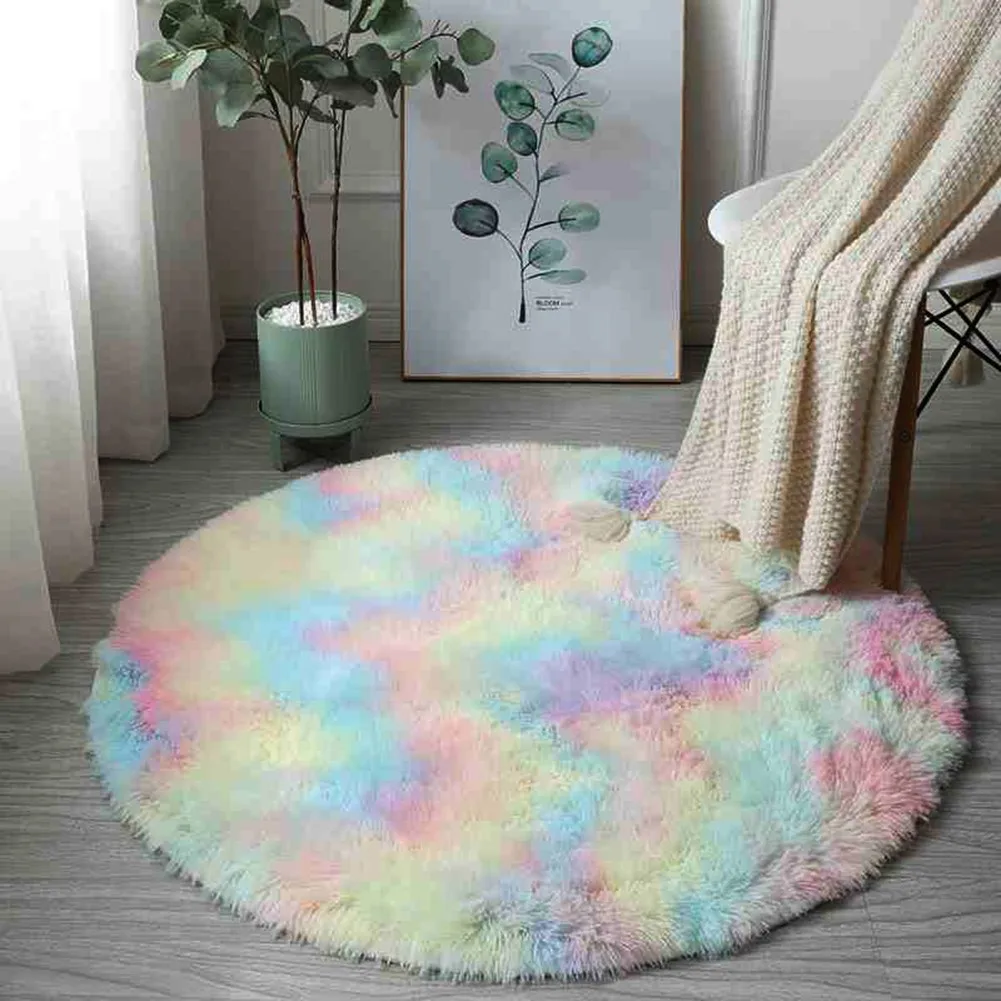 Round Fluffy Area Rug For Bedroom Soft Shaggy Carpet Anti-slip Floor Carpet Bath Mat Bathroom Rug коврик для ванной на пол