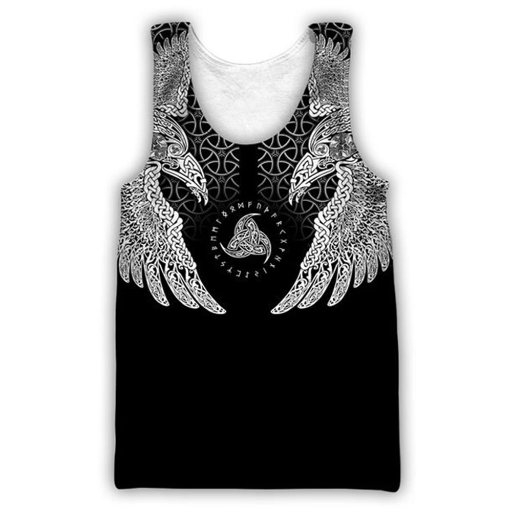 Vegvisir symbol Tattoo Raven 3D Printed men vest Harajuku Fashion Sleeveless T-shirt summer streetwear Unisex tank tops WS-5846