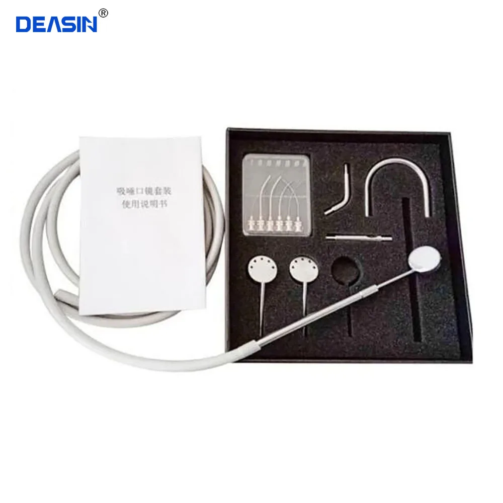 Dental Suction Mirror System Kit Antifog Clear Vision Rhodium Plate Mirror Stainless Steel Dental Tool Set Mouth Mirror