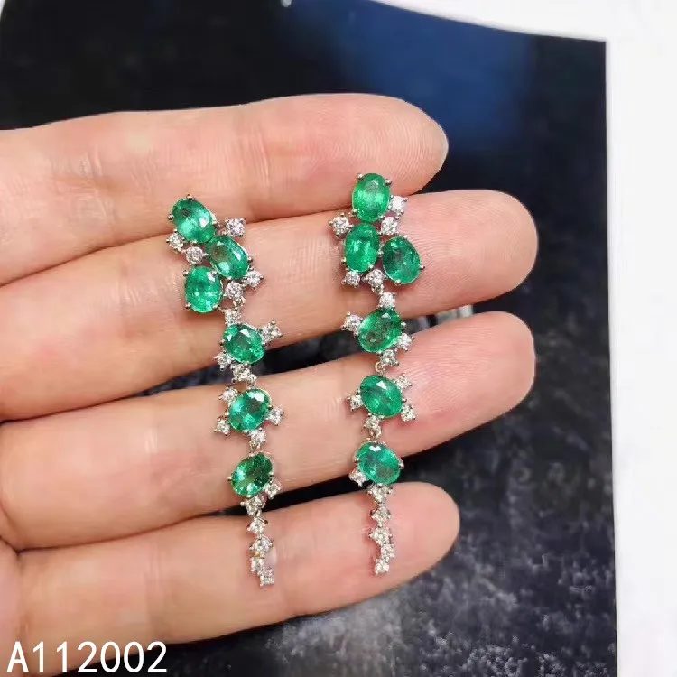 

KJJEAXCMY fine jewelry natural Emerald 925 sterling silver women gemstone earrings support test elegant hot selling