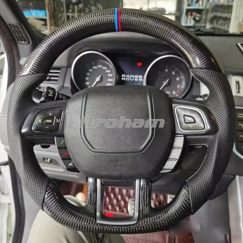 Custom Racing Sport Carbon Fiber Steering Wheel For Land Rover Range Rover Evoque 2011 2012 2013 2014 2015 2016 2017 LED Wheels