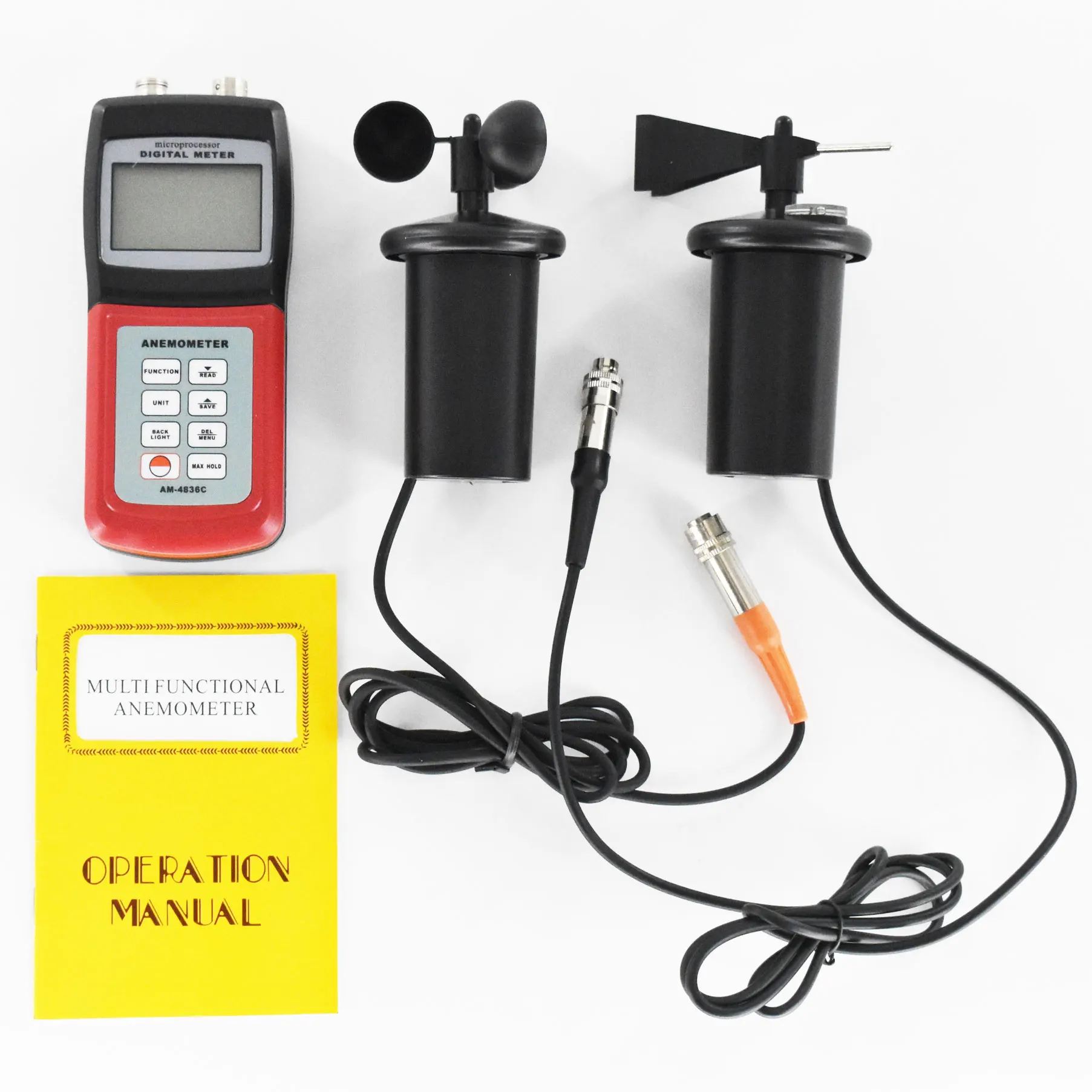 Digital Separate type Anemometer AM-4836C Air velocity/flow sensor3-cup Tester