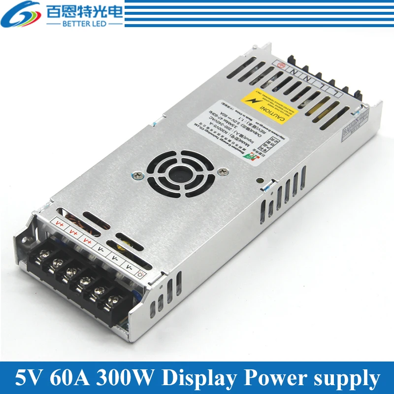 

Special LED display power supply With Fan Ultra-thin 220VAC Input, 5V 60A 300W Output Switching Power Supply