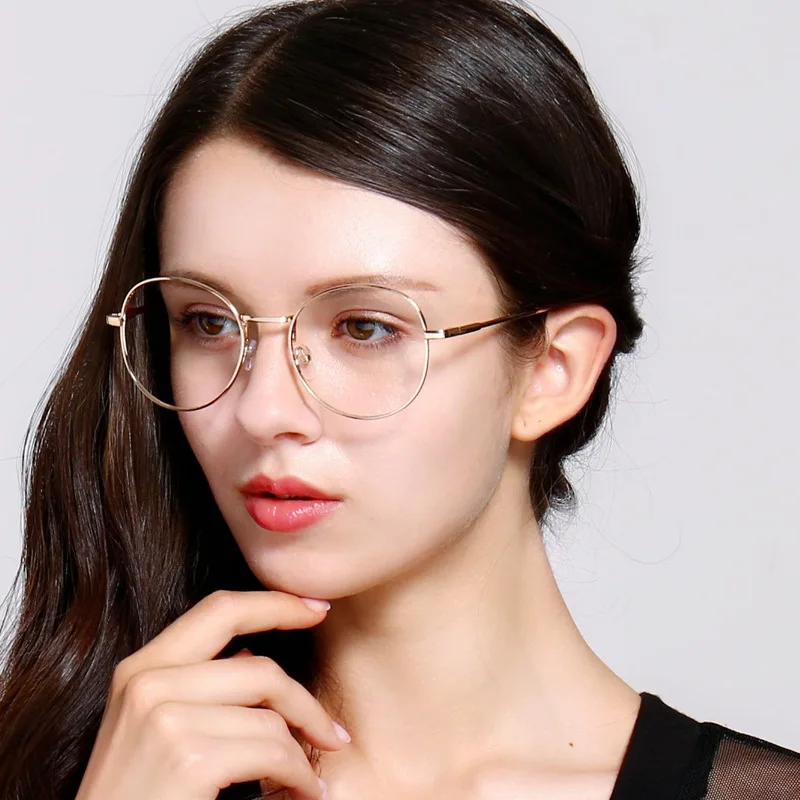 Feishini Bulat Frame Kacamata Komputer Wanita Sinar Radiasi Gamin Eyewear Frame Metal Unisex Anti Cahaya Biru Kacamata Pria Mencetak