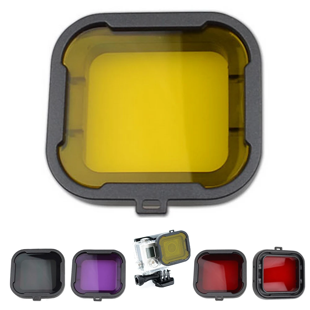 4szt Filtr do nurkowania Żółty Czerwony Fioletowy Szary Różowy Podwodne filtry nurkowe dla Go Pro Hero 3+ 4 Wodoodporne etui Akcesoria