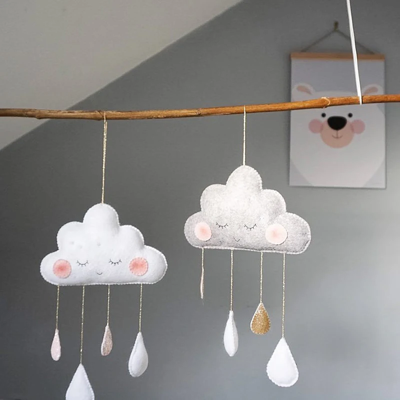 Carillón de viento de nubes para cama de bebé, decoración de habitación de niños, accesorios de fotografía, sonajero móvil suave para cochecito de juguetes para bebé colgantes, 1 unidad