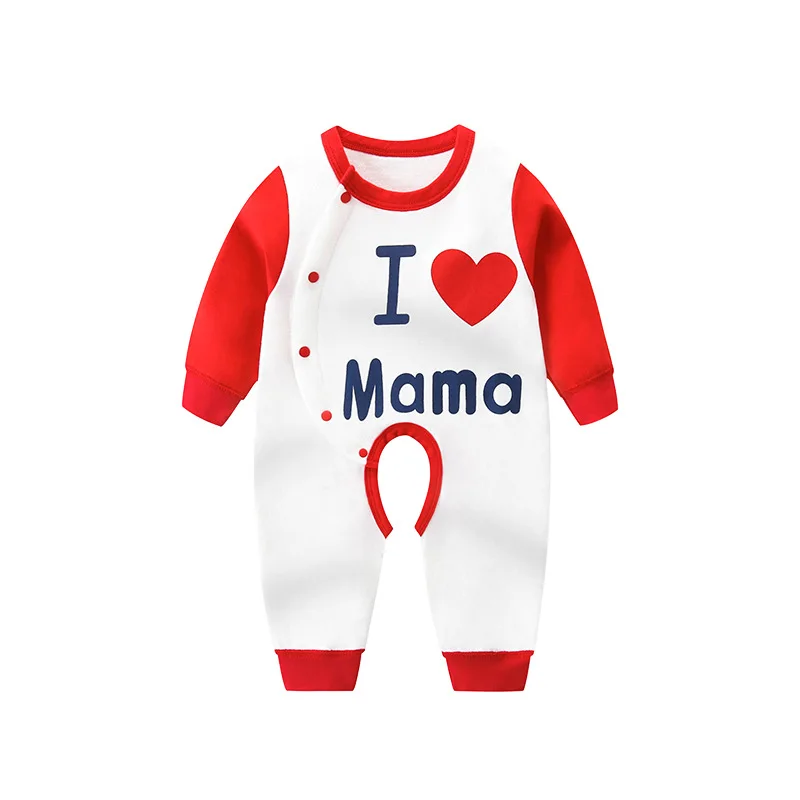 Rompers Baby Confession Letter Cotton Open-file Romper Contrasting Color O-neck Long-sleeved Baby Outing Suit Infant Jumpsuit