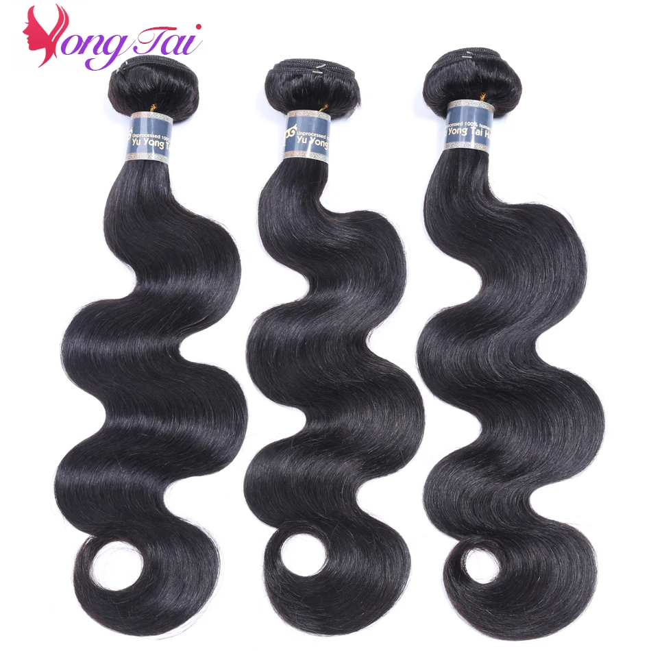 Yuyongtai hair Body Wave Human Hair Bundles Peruvian Remy Human Hair Extensions Natural Color Machine Double Weft 3 Bundle Deals