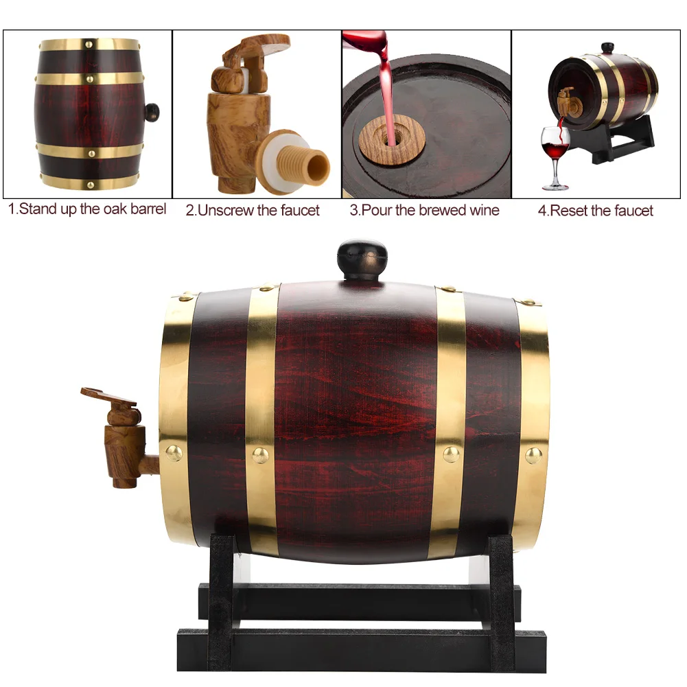 3L Oak Solid Wood Wine Barrel White Wine Barrel Wine Storage Wine Barrel Home Small Wine Barrel Bar Wine Storage