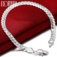 DOTEFFIL 925 Sterling Silver 18/19/20cm 6mm Full Side Chain Bracelet For Women Man Fashion Wedding Engagement Jewelry