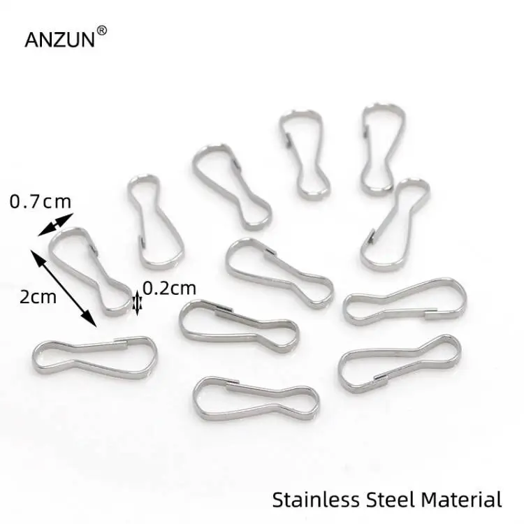 50pcs 2cmStainless Steel Snap Spring Clip Hooks Rings Buckle Keychain Lanyards Zipper Hanging Buckle Keychaine Keyring Accessory