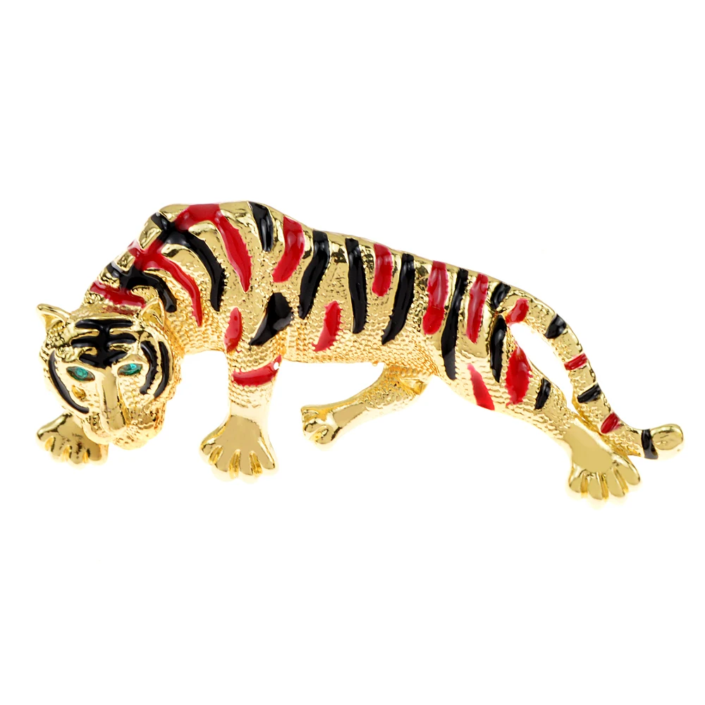 CINDY XIANG Hunting Tiger Brooch Women And Men Pin Animal Design Fashion Jewelry