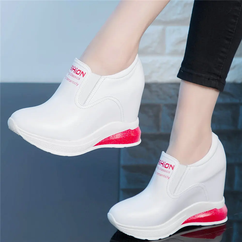 

Chunky Platform Pumps Shoes Women Genuine Leather Wedges High Heel Ankle Boots Female Round Toe Fashion Sneakers Casual Shoes