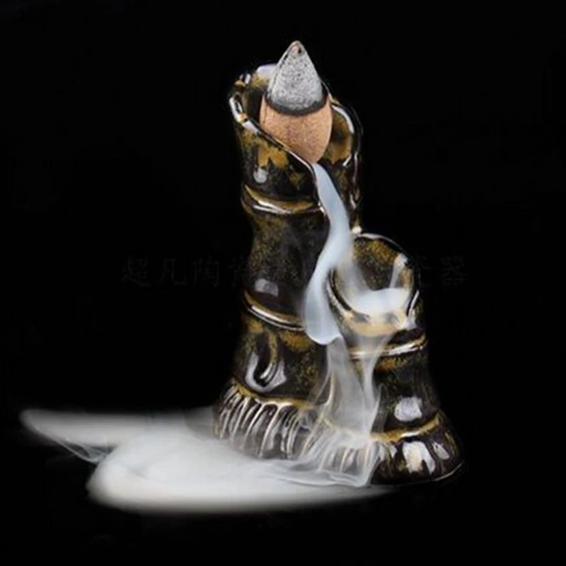 Home Mini Incense burner Ceramic lotus back flow censer ceramic ornaments are suitable for deodorizing and refreshing