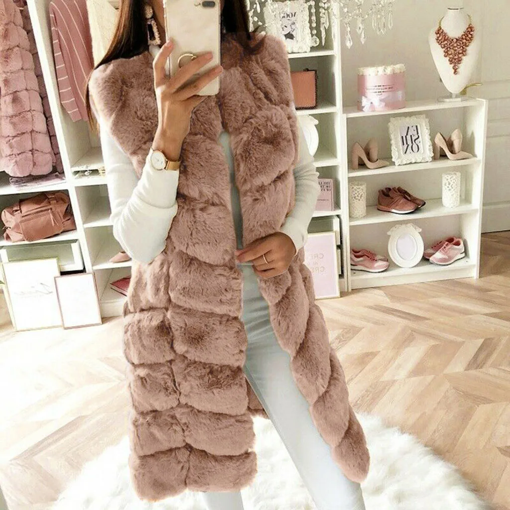 Women High Quality Vest Coat Fox Warm Coat Vests Winter Faux Furs Women\'s Coats Jacket Gilet Vest Abrigo Mujer Invierno In Stock