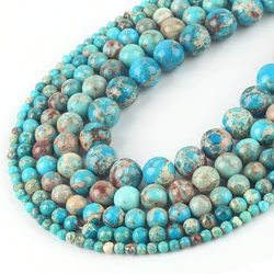 Wholesale Natural Stone Lake Blue Sea Sediment Turquoises Imperial Jaspers Beads 4/6/8/10/12MM Diy Beads For Jewelry Making