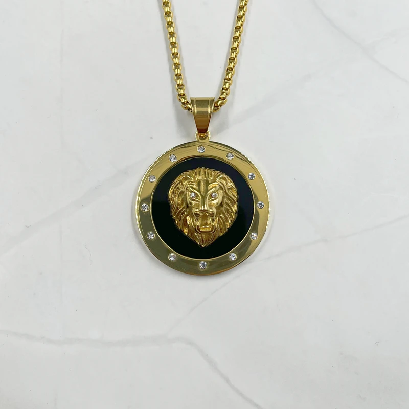 Hip hop Gold Silver color Lion with zircon Head pendants High Quality Fashion Men franco long necklaces Chain for men bijouterie