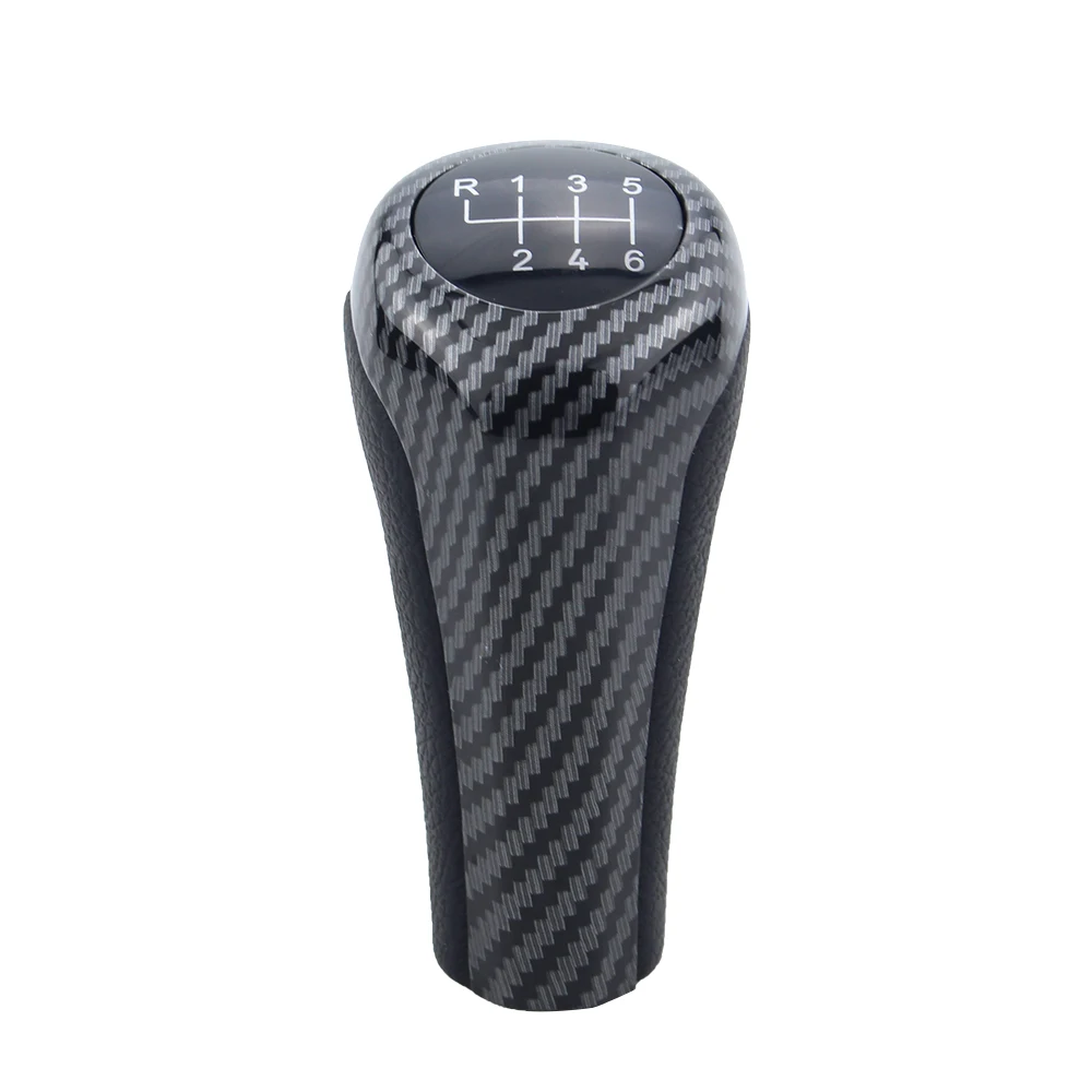 Carbon Pattern 5 and 6 Speed Gear Shift Knob Handball Lever For BMW 1 3 5 7 Series E87 E90 E91 F20 PU Leather