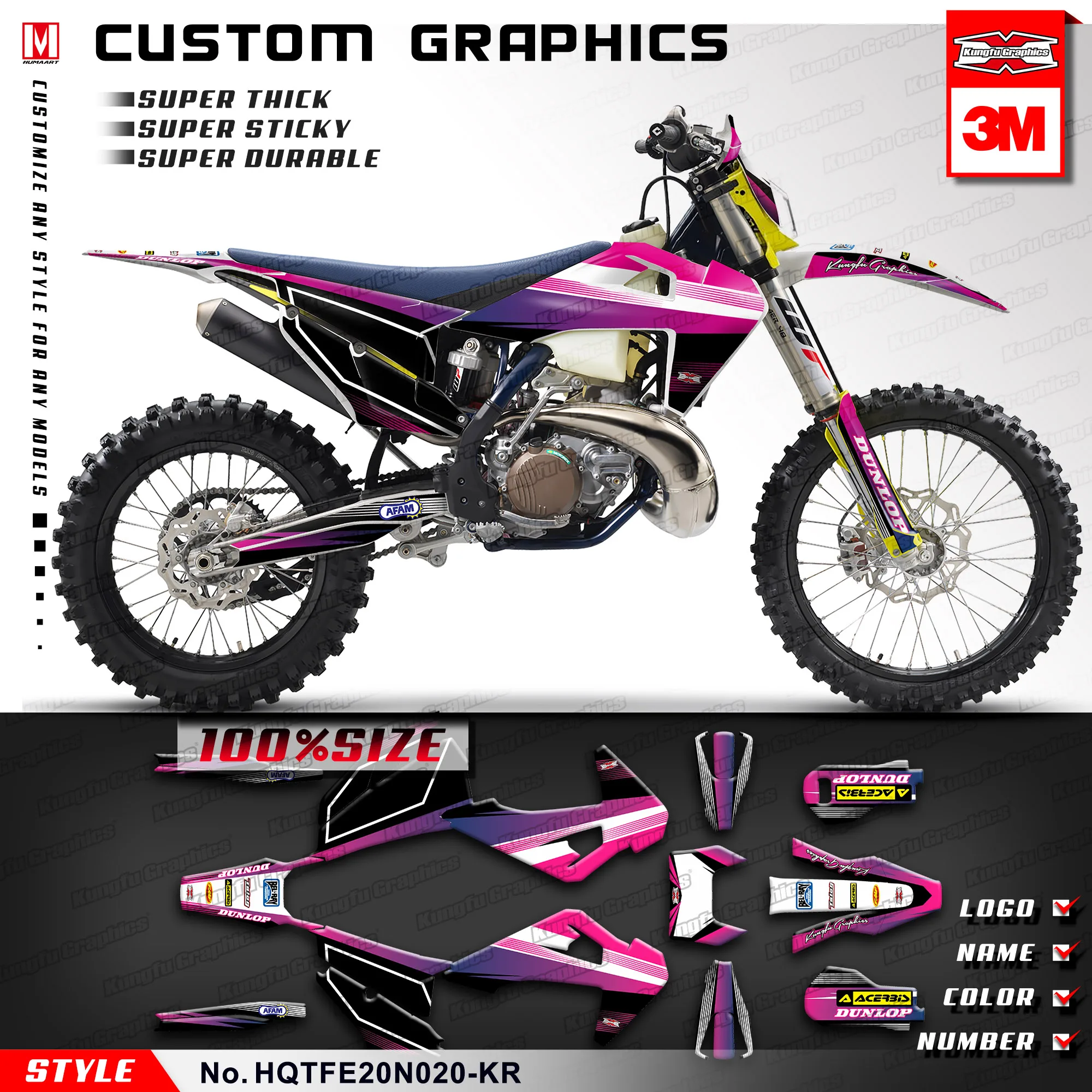 

KUNGFU GRAPHICS Dirt Bike Stickers Set for Husqvarna TE150i TE250i TE300i FE350 FE450 FE501 TC FC TX FX FS 2019 2020 2021 2022