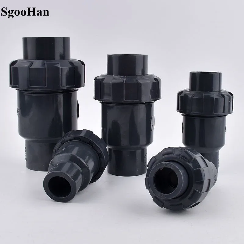 

20-63mm UPVC Single Union Dark Gray Check Valve Garden Irrigation Ball Valve Aquarium Fish Tank Water Pipe Valve