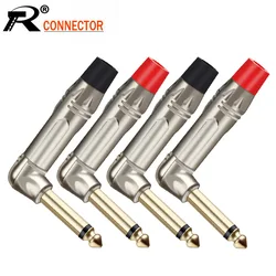 2PCS Right Angle Mono 6.35MM Jack 6.3MM Male Plug Connector Gold Plated 1/4 Inch Plug Microphone Guitar Connector