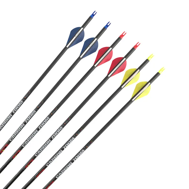 

Archery Hunting Carbon Arrows 300 340 400 500 600 700 800 Spine 2" Vanes Points Nocks for Compound Recurve Bow 12PCS