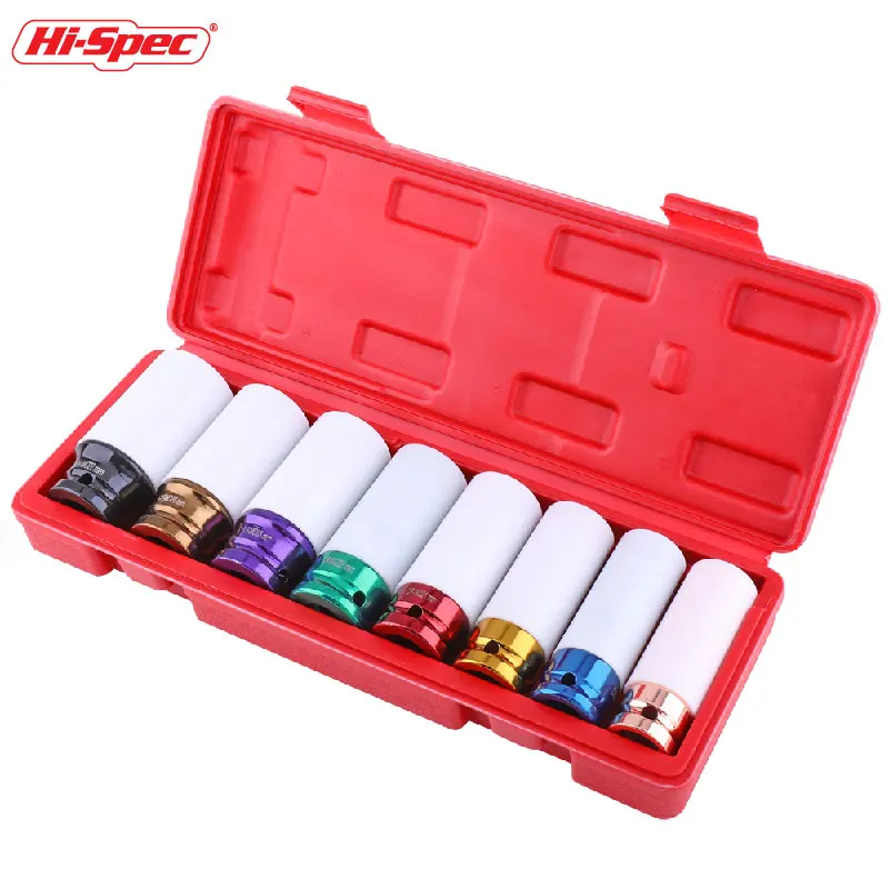 Hi-Spec Colorful Tire Protection Sleeve Wheel Wall Deep Impact Nut Sockets Auto Repair Hardware Tool Deep Impact Nut Sockets