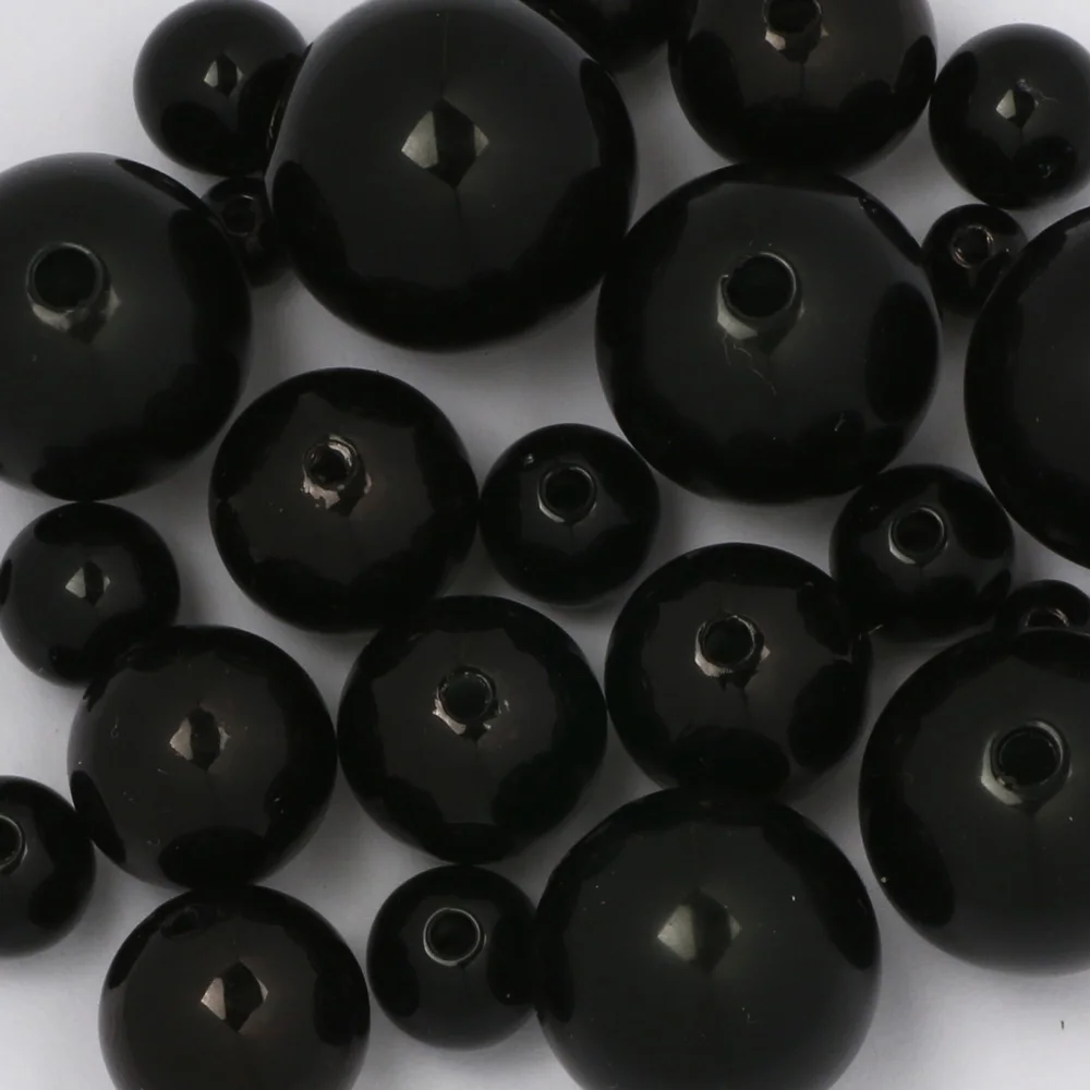 3-20mm ABS Acrylic Imitation Pearl Round Black Loose Spacer Beads For Jewelry Making Diy Charm Necklace Bracelet Accessories