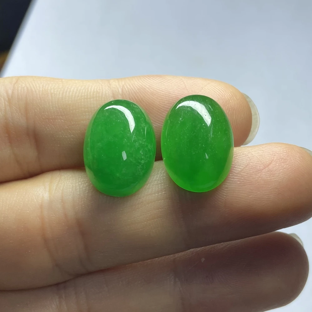 Meisidian 3A Quality Oval 13x18mm Cabochon Natural Green Jade Burma Jadeite Stone Pirce