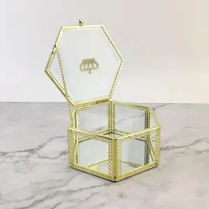 Прозрачная стеклянная коробка для колец с геометрическим рисунком в скандинавском стиле, украшение для дома