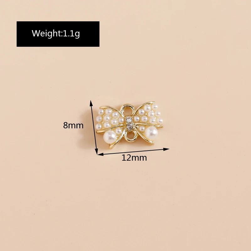 5 Stück exquisite Perlen-Bowknot-Charms-Anhänger-Verbinder für Armbänder, Halsketten, handgefertigt, DIY-Schmuckherstellung, Zubehör-Versorgung – Detail 1