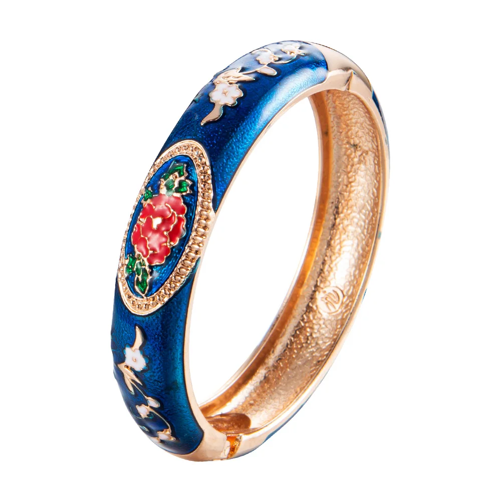 UJOY Enameled Rose Wide Cuff Bangles Gift Hollow Bracelets Lady's Hand  Accessories Women's