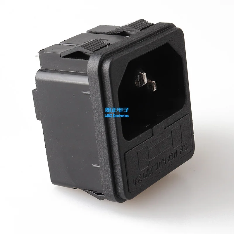 LZ-14-F2 3P IEC 320 C14 Power Socket brass 5A 250V Inlet Male Power Connector with Fuse Holder