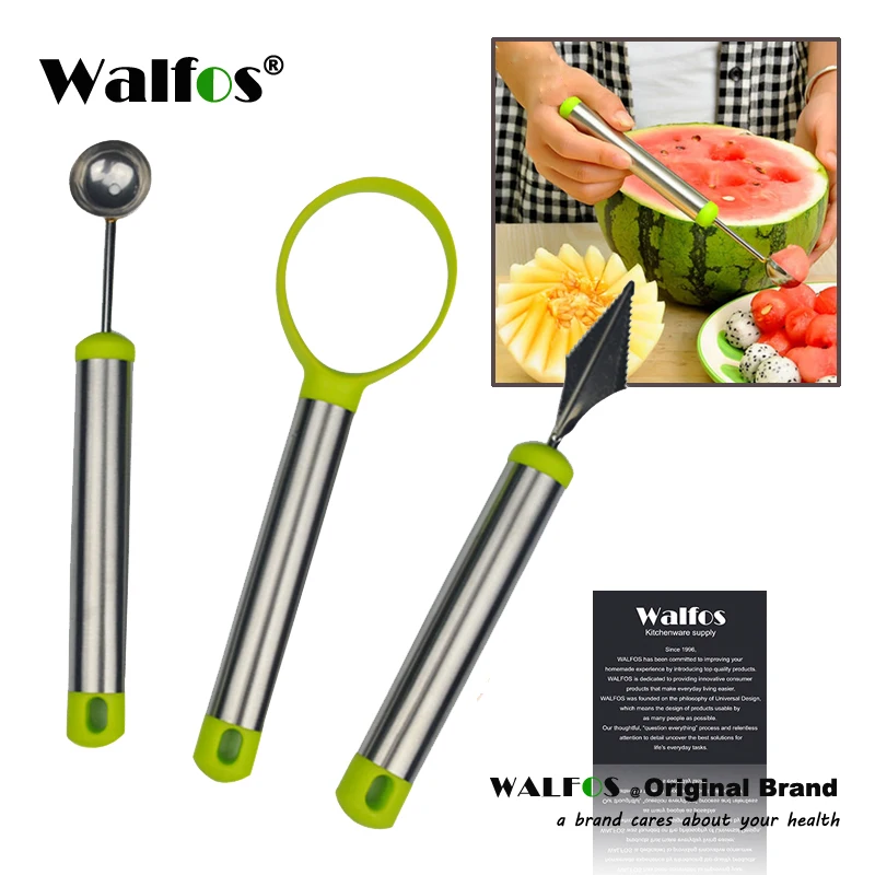 

Walfos Vegetables and Fruits Carving Tools Stainless Steel Melon Baller Fruit Carving Knife Double Side Melon Scoop