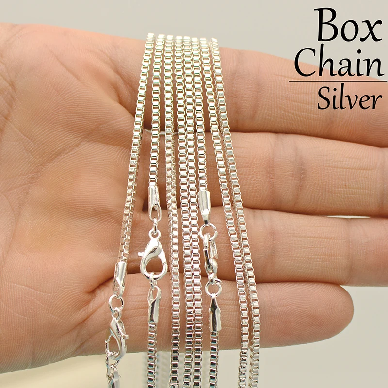 20 Pieces Box Chain Necklace Silver Plated Bronze Copper Box Necklace for Women Jewelry Making