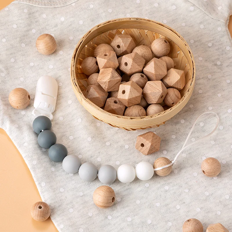 TYRY.HU Beech Wooden Beads Wood Round Beads 14-18MM Eco-friendly Wooden Beads For Jewelry Making DIYTeething Pacifier Chains