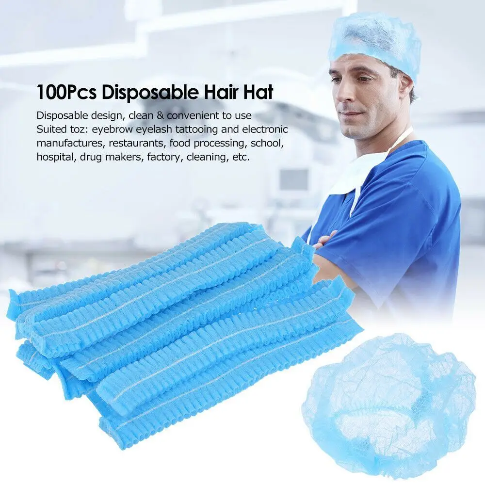 

100Pcs New Disposable Security Protection Dustproof Hair Nets Catering Hat Sterile Hair Caps Non-Woven