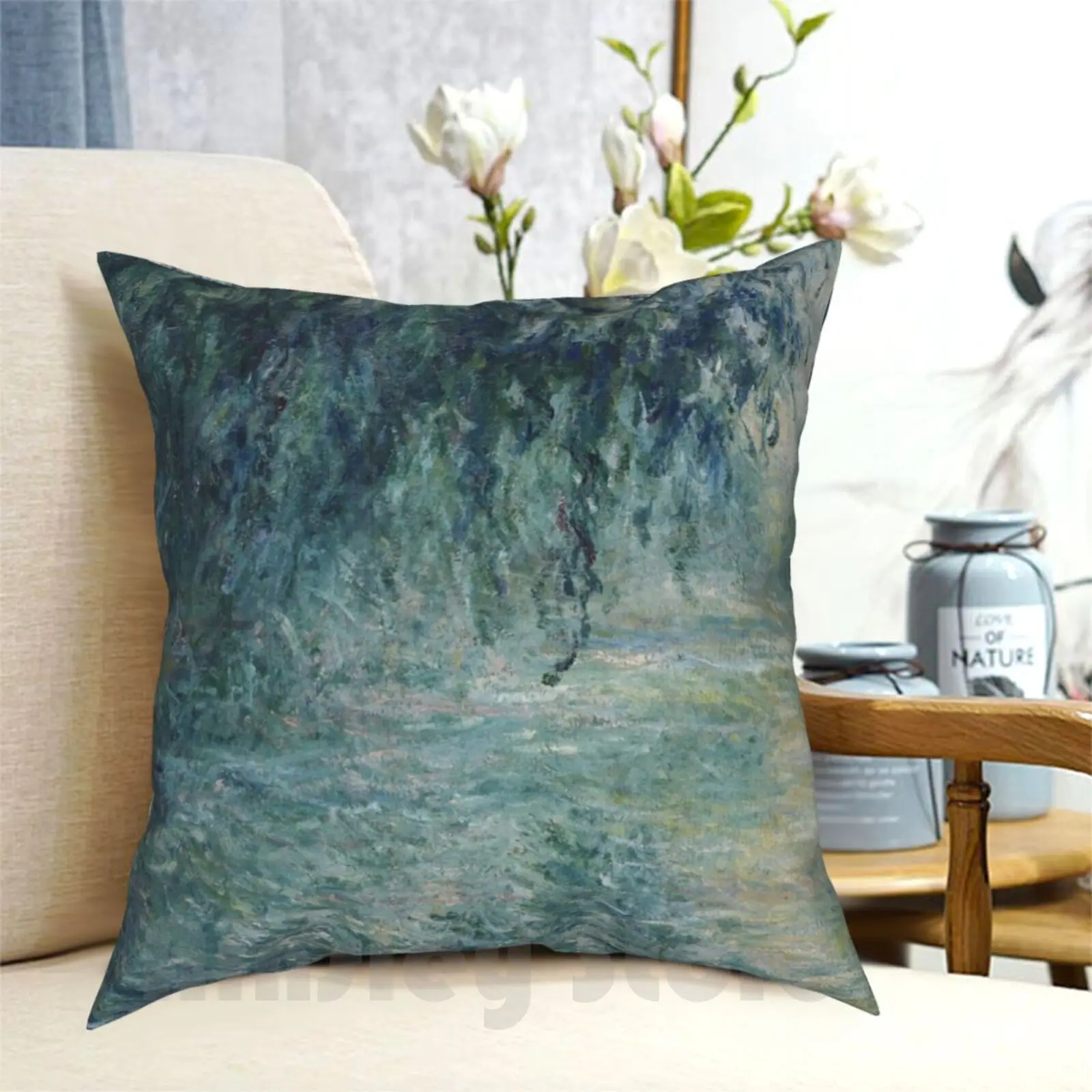 Claude-Morning On The Seine Pillow Case Printed Home Soft DIY Pillow cover Claude Seine River France Masterpiece Fine Art