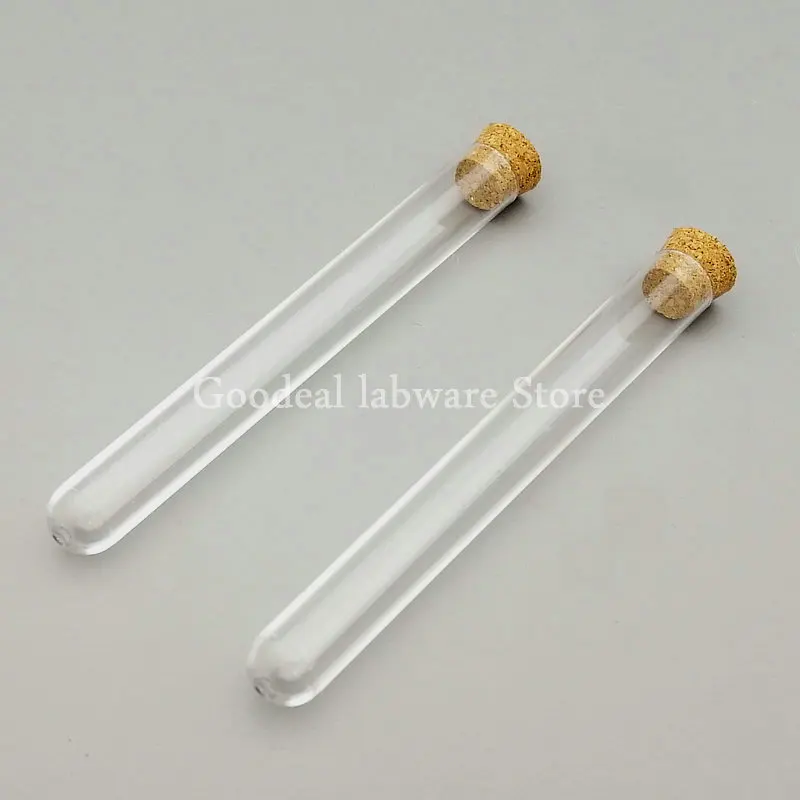 100pcs 12x100mm Transparent Plastic Round Bottom Test Tubes With Corks ,Party Candy Bottle Bath salt vials Wedding gift tube