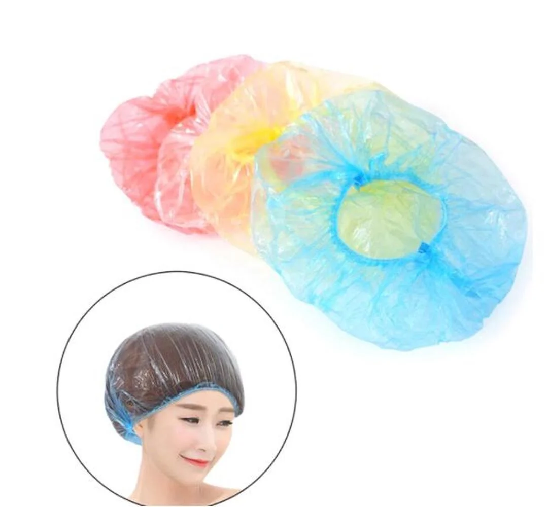 Sale 20 Pcs Plastic Dustproof Catering Hat Disposable Hat Hair Net Caps Elastic Shower Bath Cap For Eyebrow Tattoo Makeup Tool