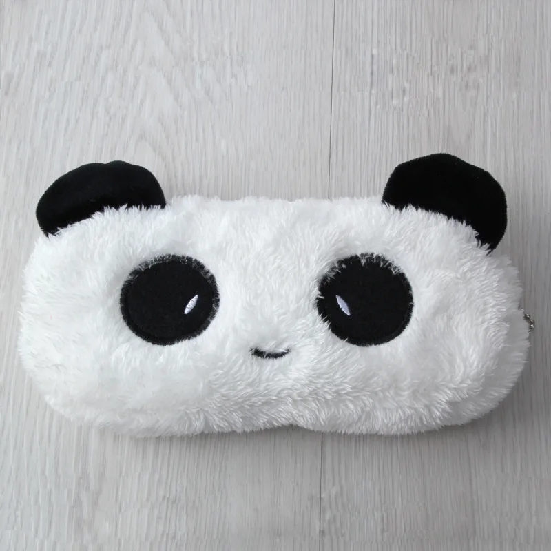 Fashion Cartoon Faux Fur Panda Pouch Storage Purse Pencil Case Pen Bag Wallet Stationery Pencilcase Makeup Cosmetic Handbag