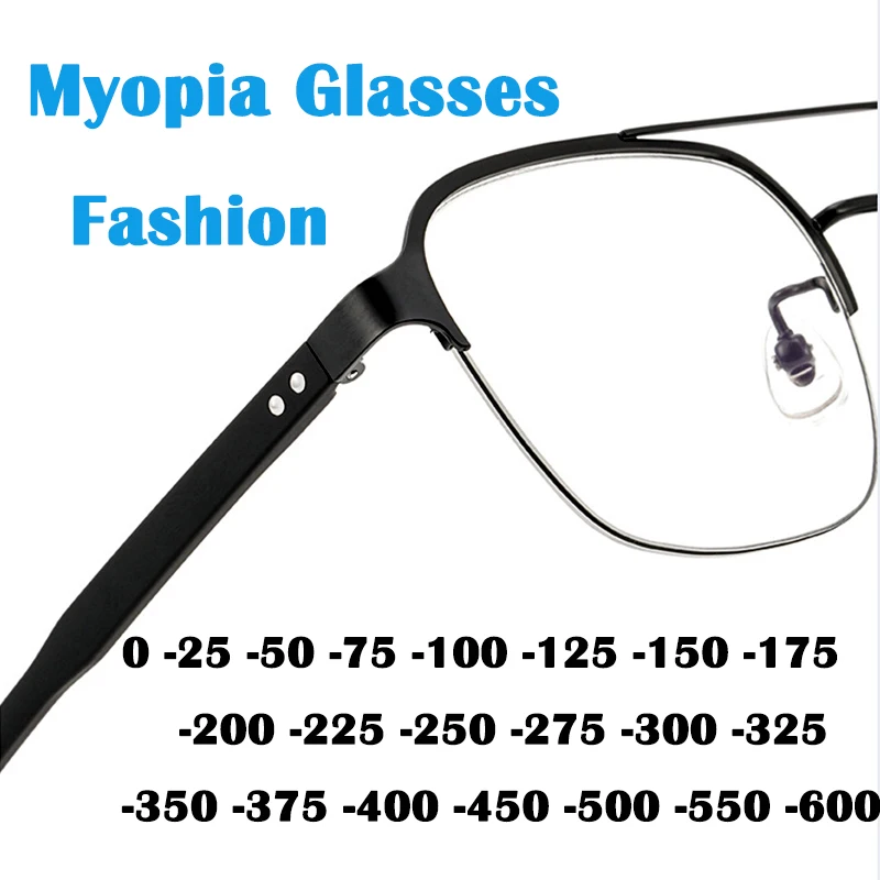 Hot Sale Titanium Half Frame Myopia Glasses Men Women Fashion Sport Number of Heights Nearsighted Glasses Diopter -125 -175 -225