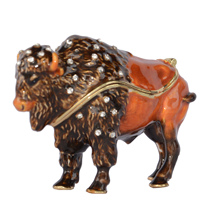 Decorative Rhinestone Yak Trinket Holder, Bull Crystal Jewelry Box, Collectible Figurine, Metal Statues, Gifts