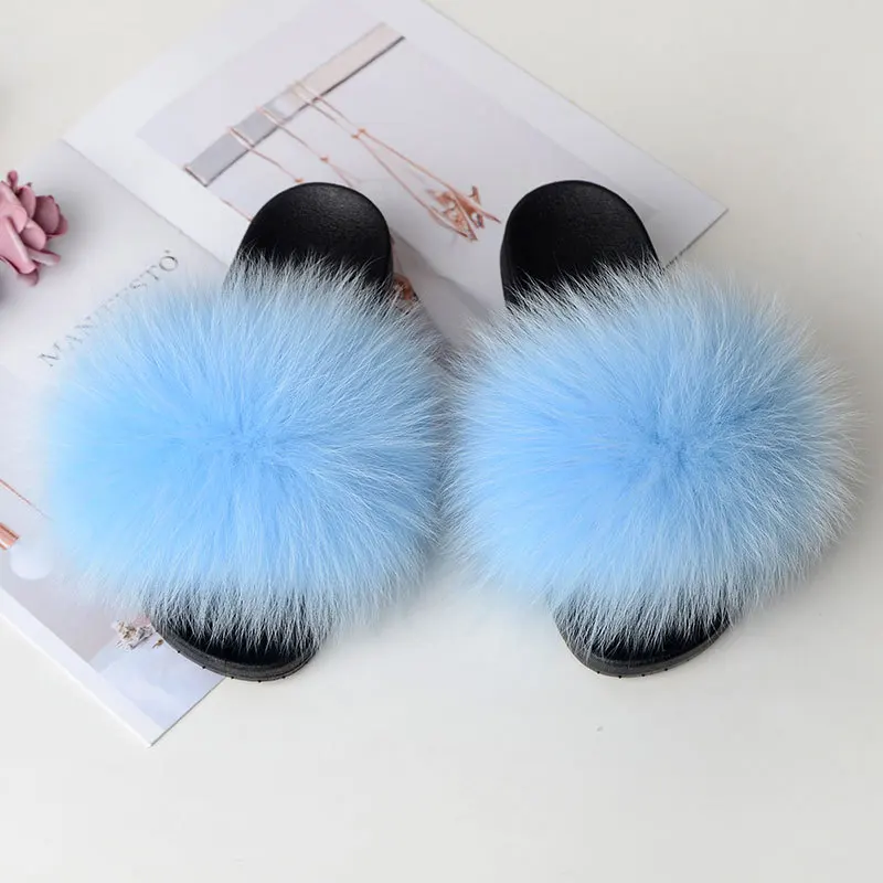 COOLSA Children Sweet Fur Slippers Summer Fluffy Furry Slides Girl Home Plush Fur Beach Flip Flops Wholesale Drop shipping