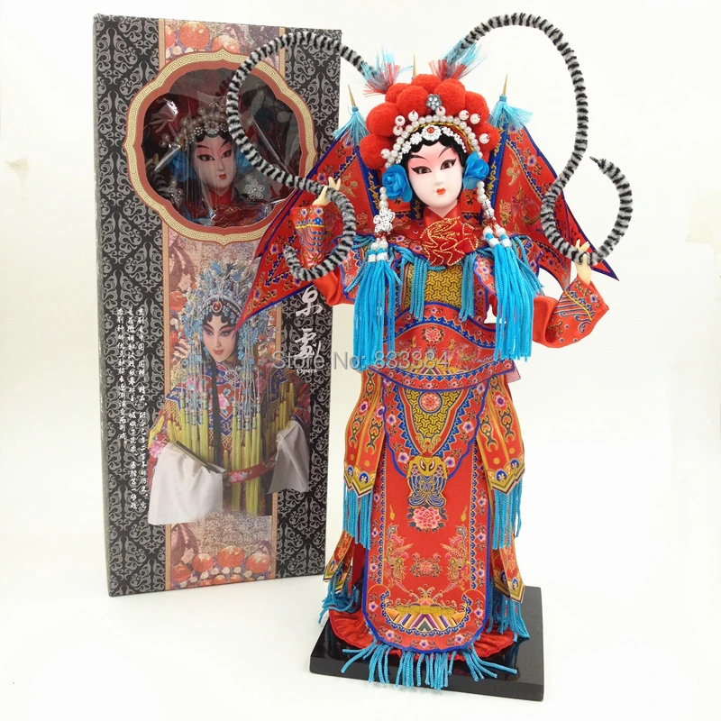 Chinese Traditional Handicraft Silk Figurine Collectible Chinese Doll Silk Doll (1800-Red)